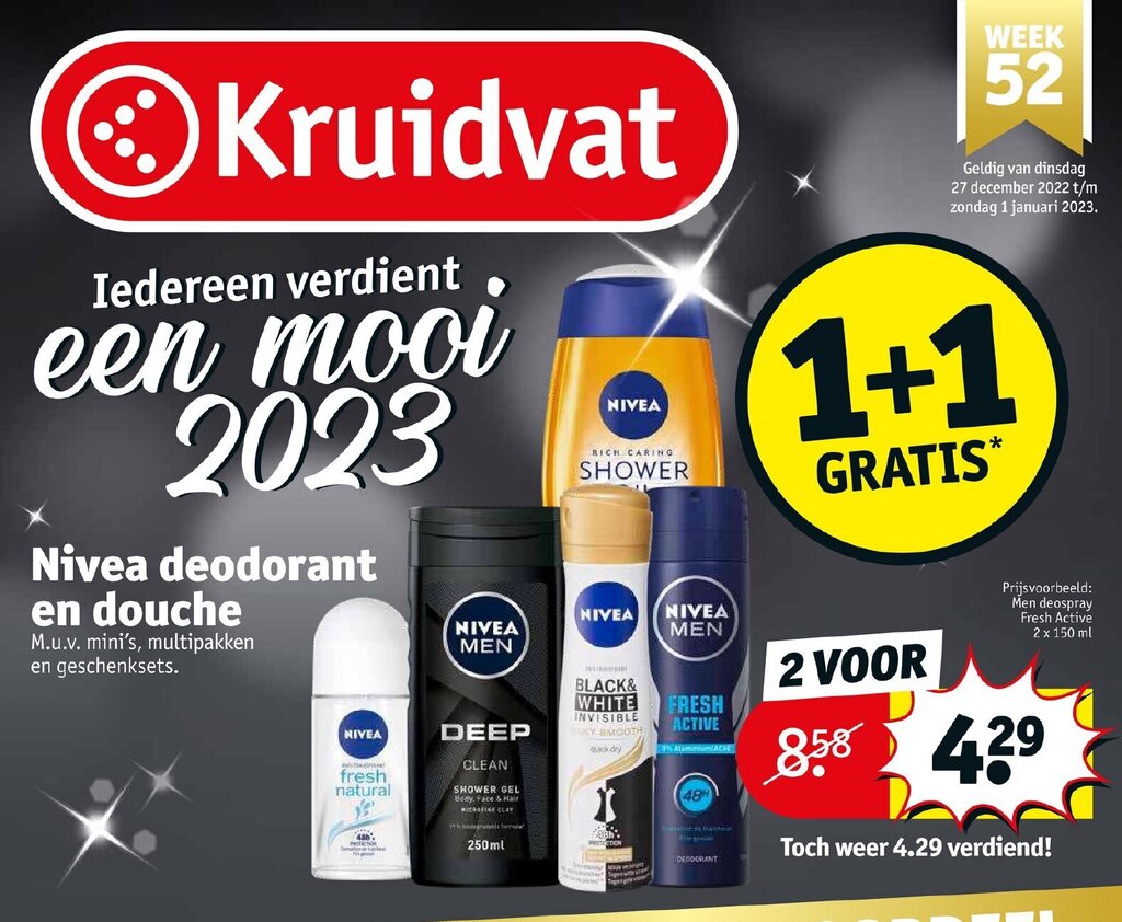 Nivea deodorant en douche aanbieding bij Kruidvat