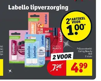 Kruidvat Labello Caring Beauty Red 2 stuks aanbieding