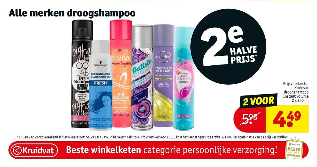 Alle merken droogshampoo aanbieding bij Kruidvat