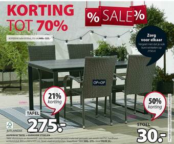Jysk Jutlandia kopervik tafel + gudhjem stoelen aanbieding