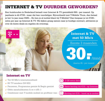 Telecombinatie T-Mobile Internet & TV aanbieding