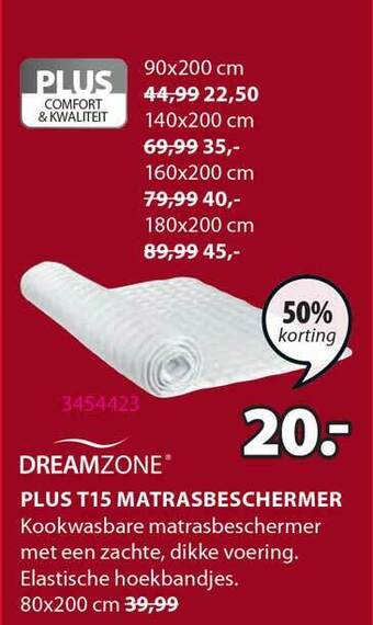 Jysk Dreamzone plus t15 matrasbeschermer 80x200 cm aanbieding