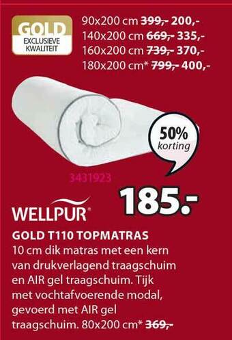 Jysk Wellpur gold t110 topmatras aanbieding