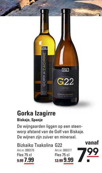 Sligro Gorka izagirre of bizkaiko txakolina g22 aanbieding