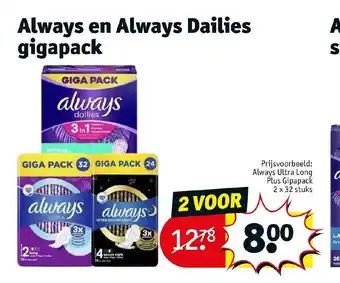 Kruidvat Always en Always Dailies gigapack aanbieding