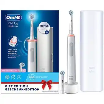 Tandenborstel.com Oral-b pro 3 3500 white sensitive clean elektrische tandenborstel + reisetui aanbieding