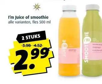 Boni I'm juice of smoothie aanbieding