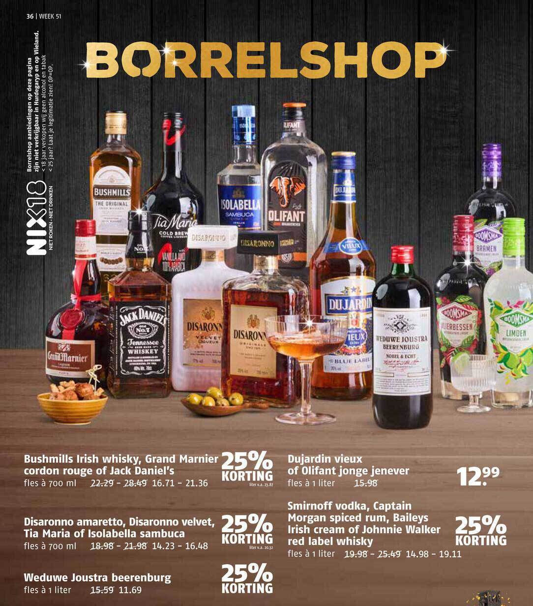 Bushmills irish whisky, grand marnier cordon rouge of jack daniel's