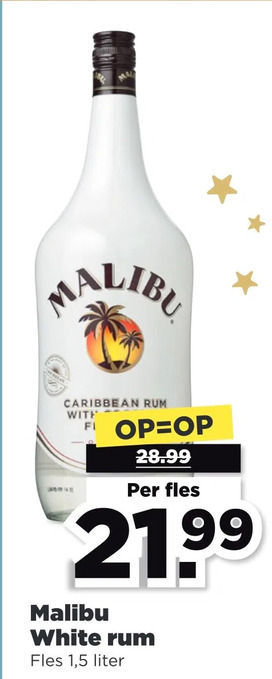 PLUS Malibu white rum aanbieding