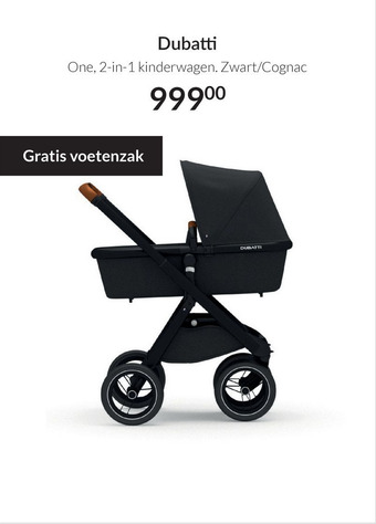 Babypark Dubatti One, 2-in-1 kinderwagen. Zwart/Cognac aanbieding