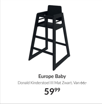 Babypark Europe Baby Donald Kinderstoel III Mat Zwart aanbieding
