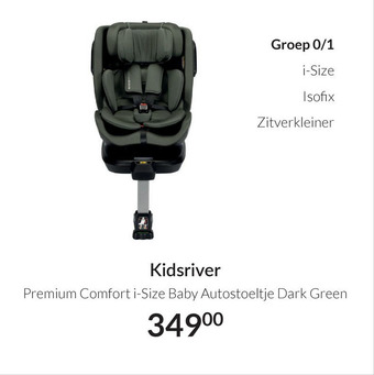 Babypark Kidsriver Premium Comfort i-Size Baby Autostoeltje Dark Green aanbieding