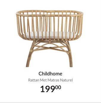 Babypark Childhome Rattan Met Matras Naturel aanbieding