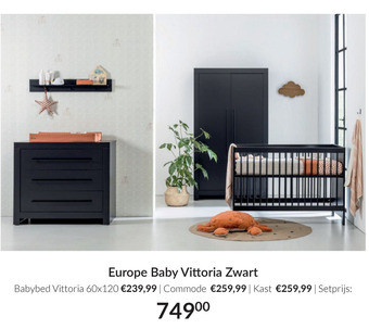 Babypark Europe Baby Vittoria Zwart aanbieding