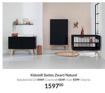 Babypark Kidsmill Sixties Zwart/Naturel aanbieding