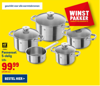 Makro Pannenset 5-delig aanbieding