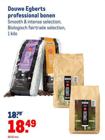 Makro Douwe Egberts professional bonen aanbieding