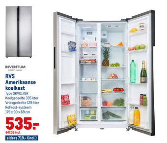 Makro Inventum RVS Amerikaanse koelkast aanbieding