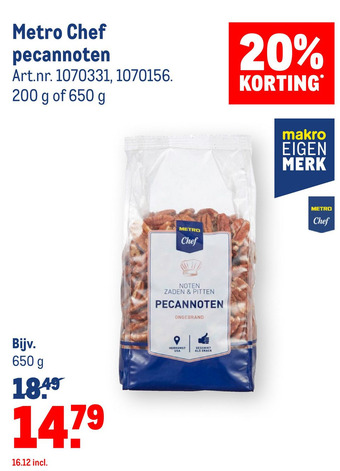 Makro Metro Chef pecannoten aanbieding