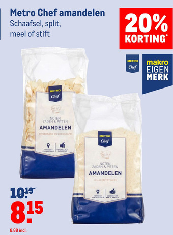 Makro Metro Chef amandelen aanbieding