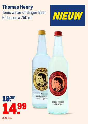 Makro Thomas Henry Tonic water of Ginger Beer aanbieding