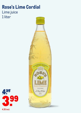 Makro Rose's Lime Cordial Lime juice aanbieding