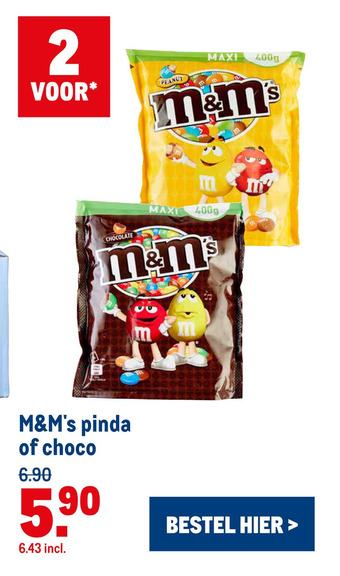 Makro M&M's pinda of choco aanbieding