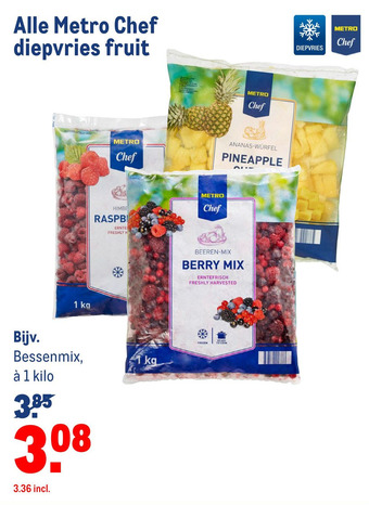 Makro Alle Metro Chef diepvries fruit aanbieding