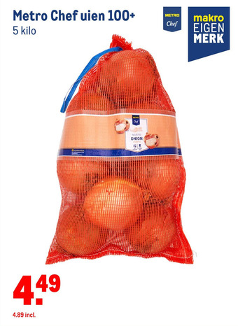 Makro Metro Chef uien 100+ aanbieding
