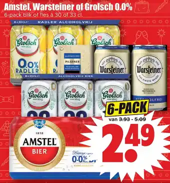 Dirk Amstel, warsteiner of grolsch 0.0% aanbieding