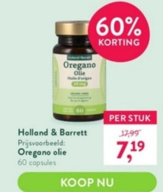 Oregano olie 60 capsules aanbieding bij Holland & Barrett