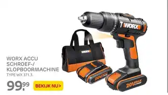 Praxis Worx accu schroef-/ klopboormachine Type WX 371.3 aanbieding