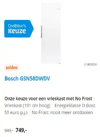 Coolblue Bosch GSN58DWDV aanbieding