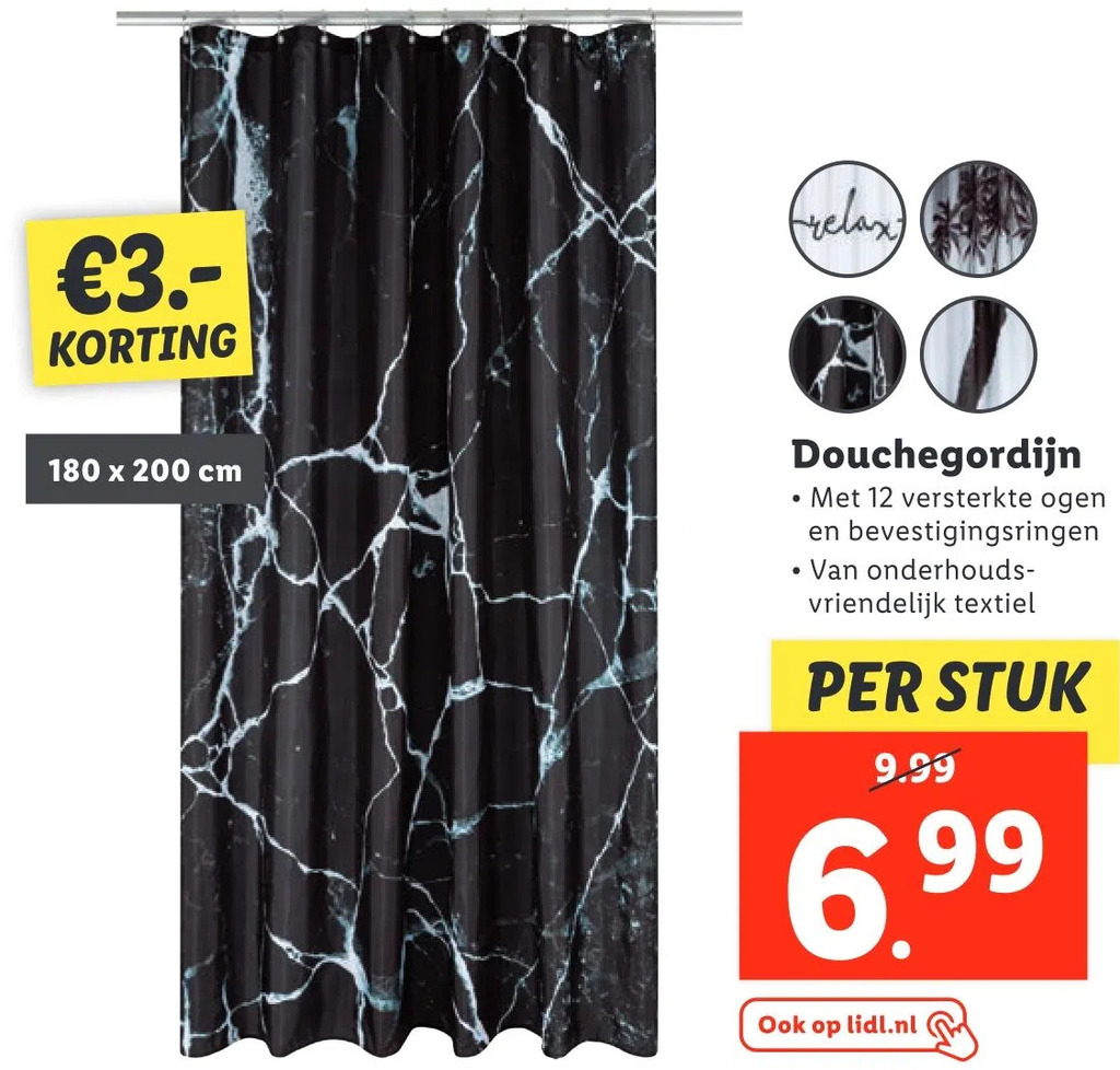 Douchegordijn aanbieding bij Lidl