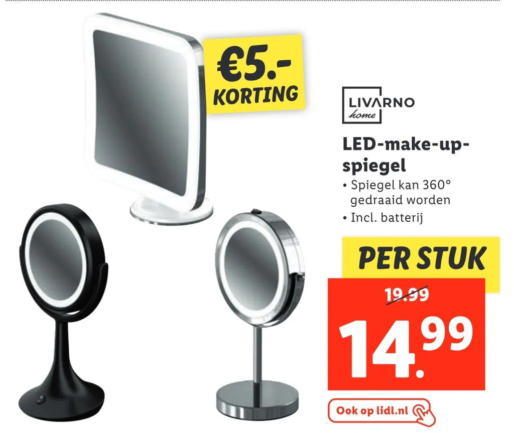 Livarno home ledmakeupspiegel aanbieding bij Lidl