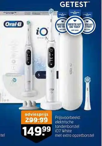 Trekpleister Oral-b elektrische tandenborstel io7 white met extra opzetborstel aanbieding