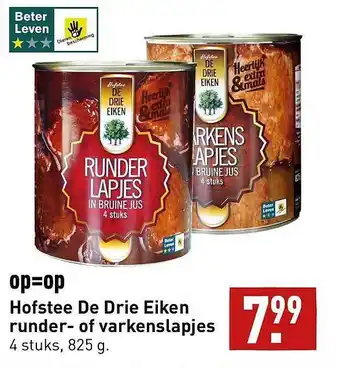 ALDI Hofstee de drie eiken runder- of varkenslapjes aanbieding