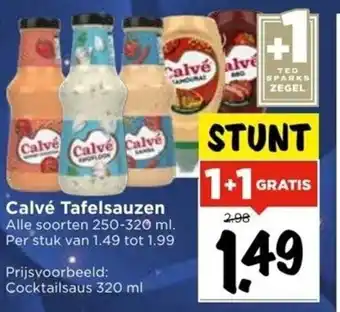 Vomar Voordeelmarkt Calve Tafelsauzen 1+1 gratis aanbieding