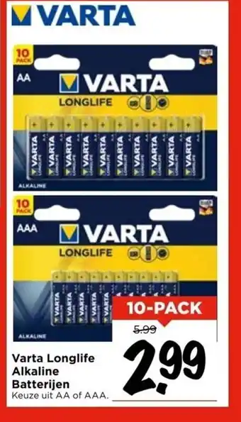 Vomar Voordeelmarkt Varta Longlife Alkaline Batterijen 10-pack aanbieding