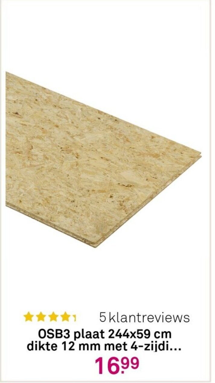 OSB3 plaat 244x59 cm dikte 12 mm met 4zijdi aanbieding bij Karwei