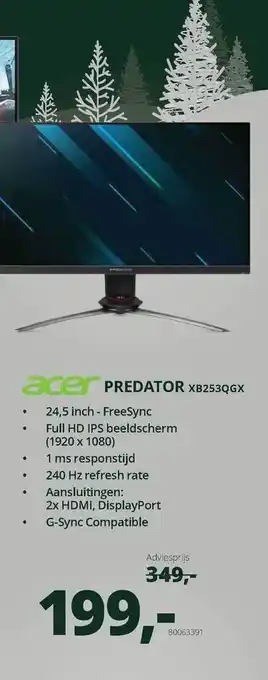 Paradigit Acer predator xb253qgx monitor aanbieding