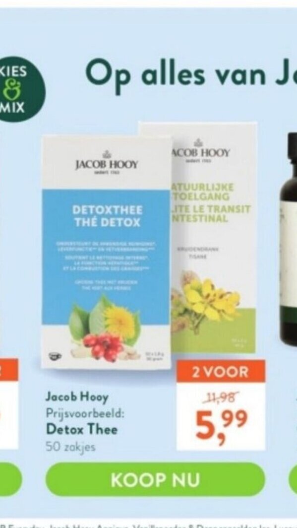 Jacob Hooy Detox Thee 50 zakjes aanbieding bij Holland & Barrett