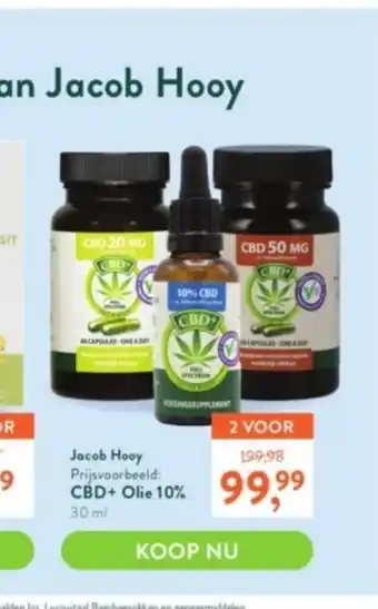 Holland & Barrett Jacob Hooy CBD+ Olie 10% 30 ml aanbieding