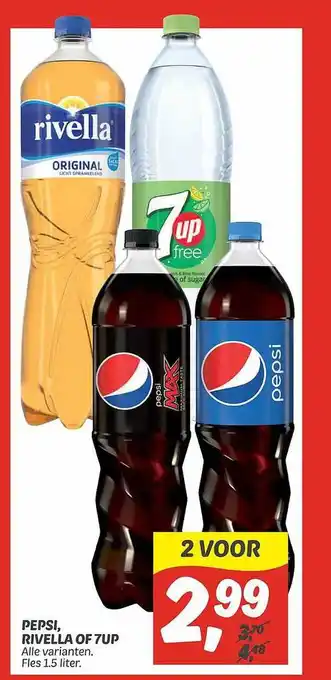 Dekamarkt Pepsi, rivella of 7up aanbieding