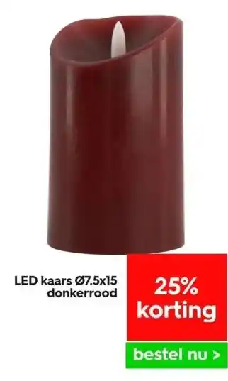 HEMA Led kaars ø7.5x15 donkerrood aanbieding