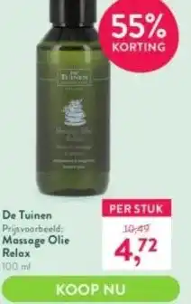 Holland & Barrett De tuinen prijsvoorbeeld: massage olie relax 100 ml aanbieding