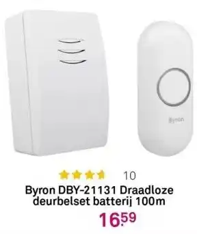 Karwei Byron dby-21131 draadloze deurbelset batterij 100m aanbieding