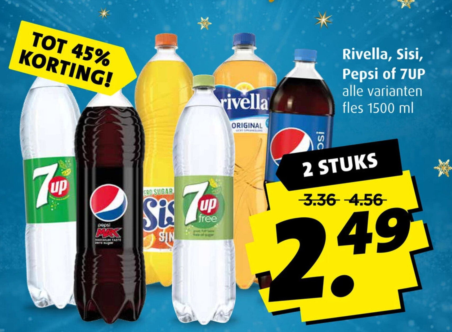 Rivella,Sisi, Pepsi of 7UP 1500 ml aanbieding bij Boni