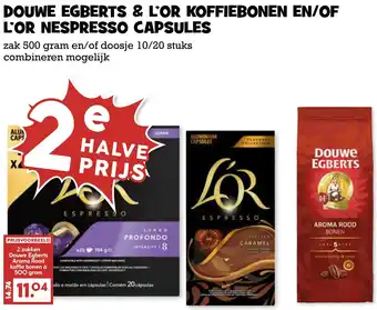 MCD Supermarkt Douwe egberts & l'or koffiebonen en/of l'or nespresso capsules aanbieding