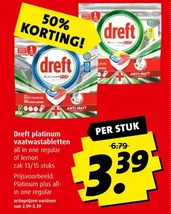 Boni Dreft platinum vaatwastabletten aanbieding